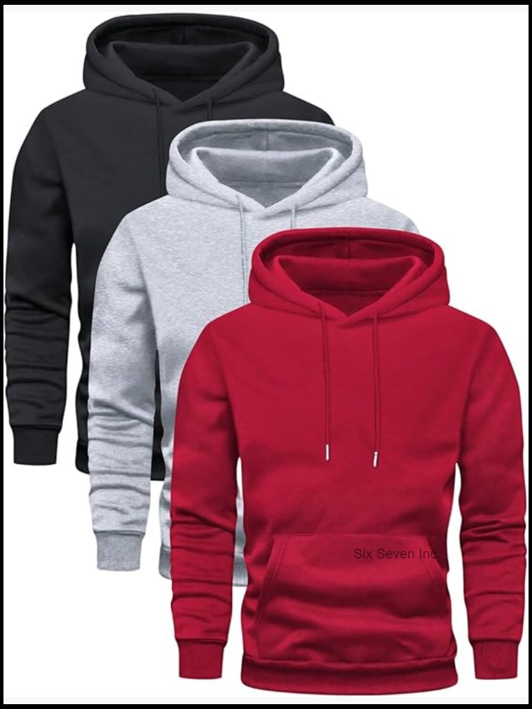 3-Pack Pullover Hoodies Long Sleeve With Pocket